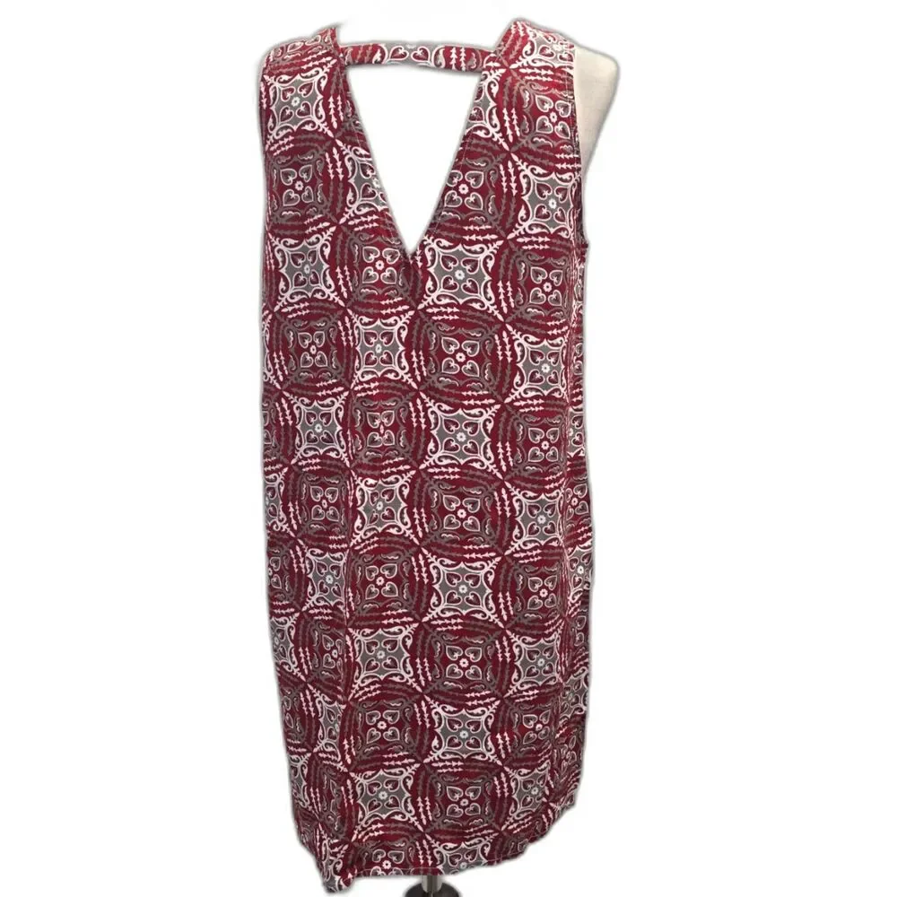 All for Color Sarah V-Back Shift- Crimson/White Dress Size Small - Picture 6 of 9